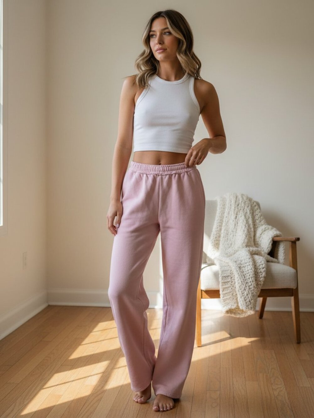 Elwood Fireside Wide Leg Sweatpants Pink Large Distressed and Over sized